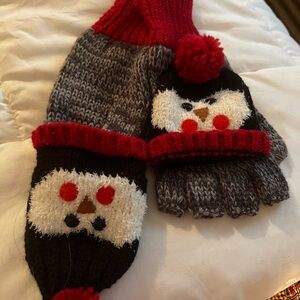 David and Young Red and Black Snowman Mittens